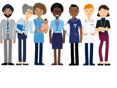 Character illustration system for NHS Professionals brand illustration branding character design design illustration illustration system vector