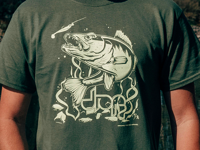 Zander attack adventure animal apparel clothing fish fishing illustration river t shirt tee