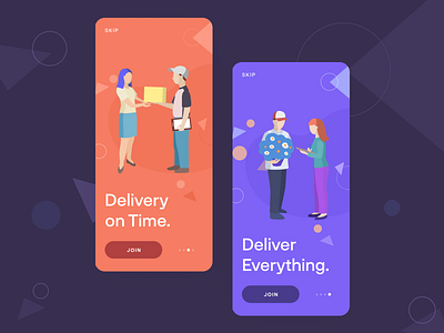 Deliver Onboarding animation app art bright clean color concept dark design flat gradient gradients illustration minimal mobile typography ui ux vector visual