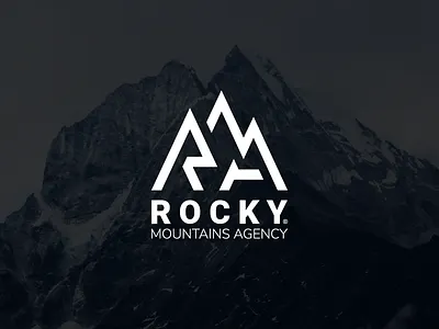 RMA logo landscape adobe agency agency branding clean design designer flat graphic graphicdesign hidden idea illustrator logo mountains nature snow typography vector winter