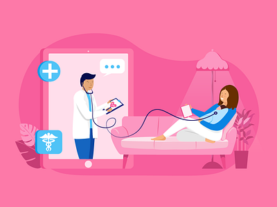 telehealth adobe banner banner design blog post flat design illustration illustrator jotform telehealth telemedicine vector
