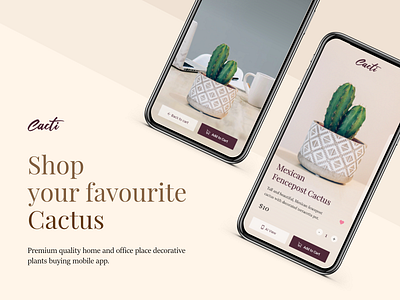 Cacti- E-commerce app for decorative items branding clean design flat icon illustration illustrator minimal ui ux