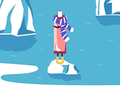 Ice 2d environment ice illustration nature ocean plastic pollution scarf vector