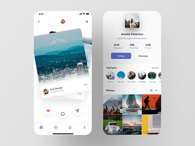 Social App card feed ios app luova studio profile social social media swipe ui