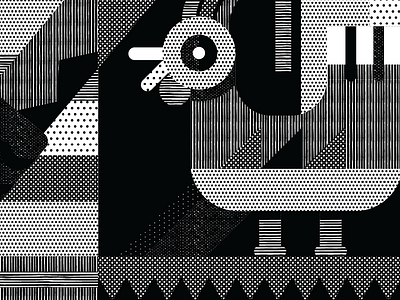 Pollo (Guacamelee illustration crop) animal black and white chicken geometric texture vector