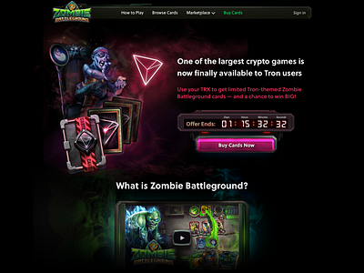 Zombie Battleground Tron Landing blockchain blockchain game lander ui