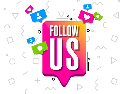 Follow Us banner design follow us illustration memphis pink style vector