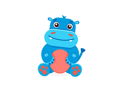 Нippo animal blue character characterdesign circle hippopotamus vector