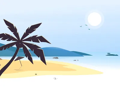 Summer Sale Illustration beach blue design illustration ocean palm parasol shopware summer summer sale sun vector water