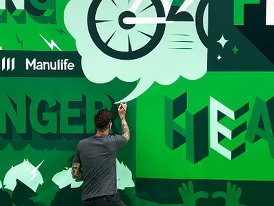 Manulife Mural Process graffiti grafitti lettering mural painting spray paint typography