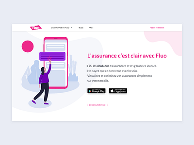 Webdesign insurance company (UX/UI & illustration) app application bright flat france french homepage illustration insurance landing landingpage lyon pink smartphone ui ux web webdesign