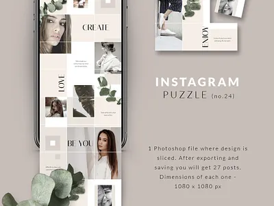 Instagram puzzle template - Classy blogger kit branding branding design branding designer classy collage fashion graphic designer grid layout instagram instagram posts instagram puzzle instagram templates minimal templates minimalistic modern social media pack social media templates socialmedia style