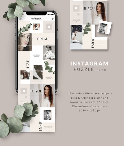 Instagram puzzle template - Classy blogger kit branding branding design branding designer classy collage fashion graphic designer grid layout instagram instagram posts instagram puzzle instagram templates minimal templates minimalistic modern social media pack social media templates socialmedia style