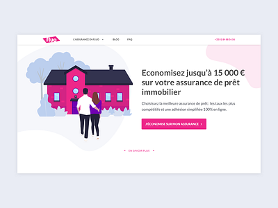 Webdesign insurance company (UX/UI & illustration) app application bright couple flat france home house illustration insurance insurance app landing landingpage lyon pink ui ux web webdesign