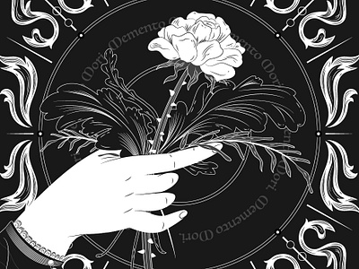 Victorian Mourning Hand black and white illustration line work memento mori mourning hand vector art victorian