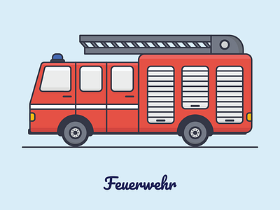 Fire truck berlin deutch fire truck freelance german germany illustraion kids polina red sogolov