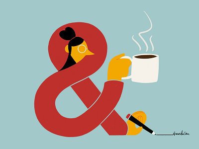 & ampersand coffee digital art illustration photoshop