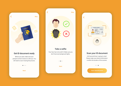 Onboarding Screens - Identity Verification App clean ui guided tour mobile design onboarding onboarding screens onboarding ui ui ui ux uiux