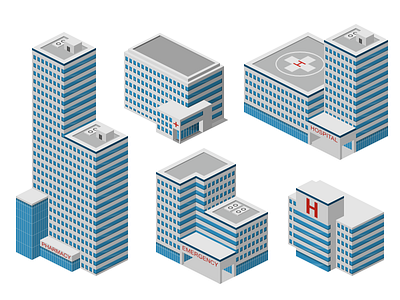 Hospital Buildings 2.5d buildings healthcare icons illustration isometric medical template