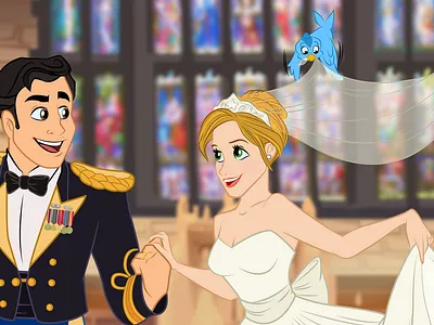 wedding commision bird character character design concept art design digital paint digital painting disney disney art illustration wedding wedding card