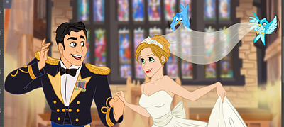 wedding commision bird character character design concept art design digital paint digital painting disney disney art illustration wedding wedding card