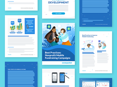 Best Practices: Nonprofit Mobile Fundraising Campaigns 2019 download ebook editorial email everyaction illustration infographic layout marketing nonprofit vector