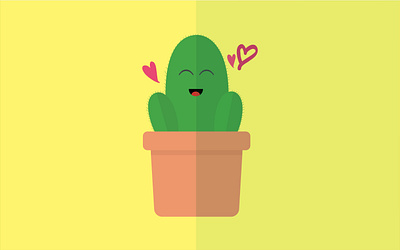 The Happy Cactus cacti cactus design design art flat happy heart illustration love minimal sticker sticker design vector