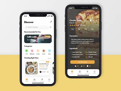 Food App Design app clean clean design clean ui design food food app illustration ios minimal mobile orange recipe ui ui design uidesign uiuxdesign user interface ux ux design