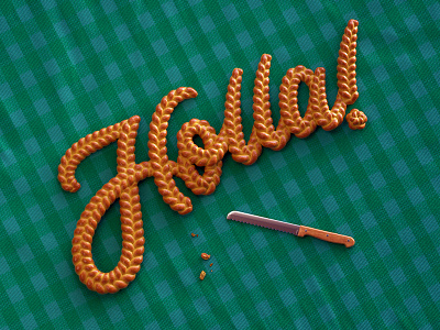 Holla for Challah 3d art 3d render 3d type 3d typography art direction challah cinema 4d digital art editorial food typography holla humor lettering octane render photorealistic picnic play on words punny realistic typography