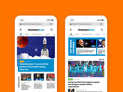 Video Screen - Hindustan Times app branding design flat hindustantimes home home screen homepage icon illustration news newsfeed tabs typography ui ux vector video web website