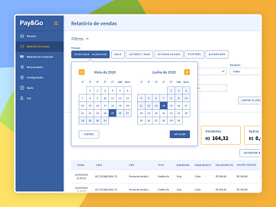 Calendar Filter - Payment Gateway Application brazil brazilian calendar ui design figma filter illustration payment gateway ui ux web webdesign