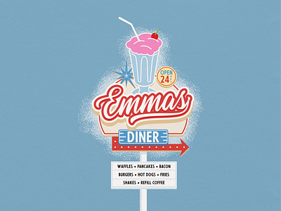 Retro diner sign exploration affinity designer diner illustration lettering retro signage vector vintage