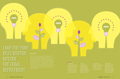 Feature for July/August 2019 ACC Docket article business design feature illustration lawyer magazine spread typography vector