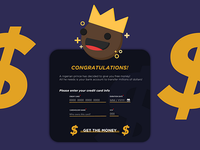 Overlay Popup Scam 016 dailyui dailyui 016 nigeria prince overlay popup scam spam