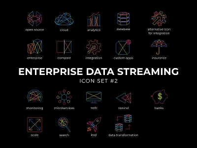 Enterprise Data Streaming Icon Set #2 data design enterprise icon set iconography icons illustration streaming vector