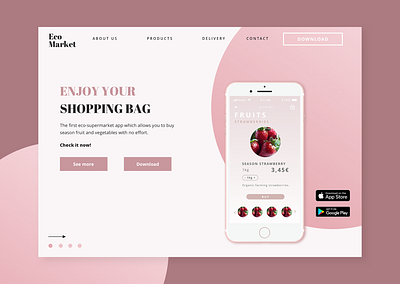 Landing page. EcoMarket App app app design eco ecology ecommerce app ecommerce design landing landing design landing page landing page design market ui ui design ux ux design