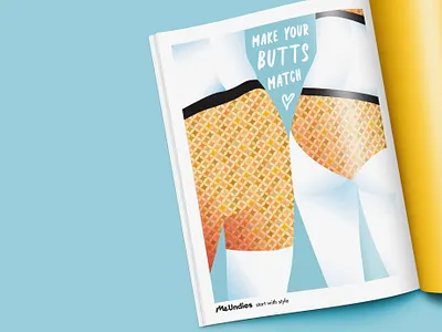 Make Your Butts Match advertisement butts couples design graphic design illustration illustrator magazine meundies school underwear vector