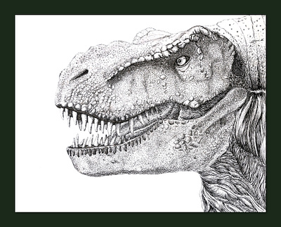 TREX inked *fixed dinosaur dotwork illustration ink jurassic park linework old school tyrannosaurus rex