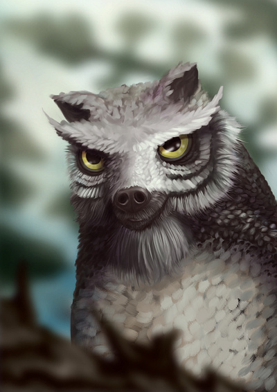 Owl Bear *fixed 2019 bear concept art digitalart fantasy illustration owl owl bear painting prompt stylized