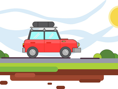 Wanderlust adobeillustrator beginner car design dribbble hitchhiker minimal minimalist design picnic travel ui vector wanderer