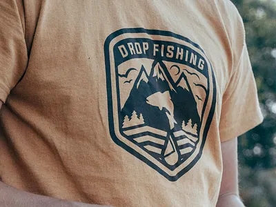 Drop Fishing badge clothing fish fishing illustration logo mark nature t shirt tee