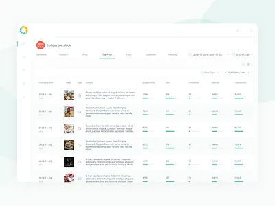 Analytics Tool-Table Listing analytics saas table ui ux web