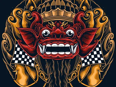 barong bali art artwork bali balinese barong culture design drawing graphic art illustration illustrator mask masked ornament