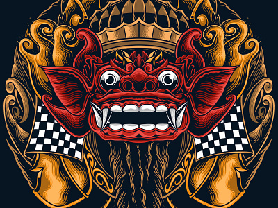 barong bali art artwork bali balinese barong culture design drawing graphic art illustration illustrator mask masked ornament