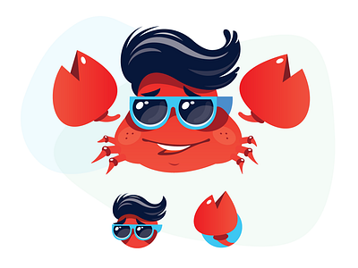 Elvis crab character character design crab design draw elvis flat design fun hairstyle icon icons illustration lobster logo sunglasses underwater vector