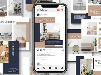 Social Media Post Template blogger branding facebook furniture instagram interior minimalist post social media template