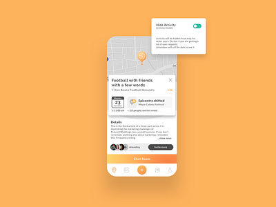 Social App Activity Screen app design flat hybrid icon iconography illustration mobile onboarding orange otp social typography ui ux vector verification web website wizard