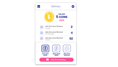 Ad blocker concept adblock add on add ons addon addons ads blocker chrome coins dailyui design interactive interface product product design ui ui ux ui design