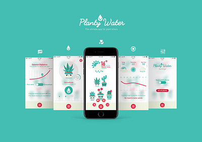 Planty Water - App concept app application cactus design design app icon illustraion interactive logo plants ui ui design uiux user interface ux weather weather app