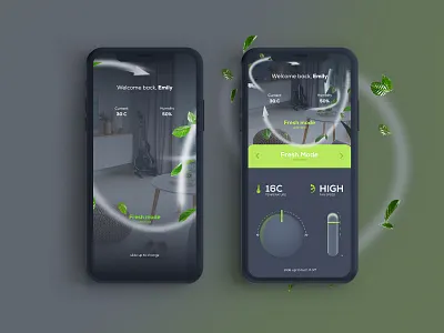 Smart Room for Air Conditioners Dark Mode air colorful conditioner design fresh illustration mobile room smart smarthome ui ux